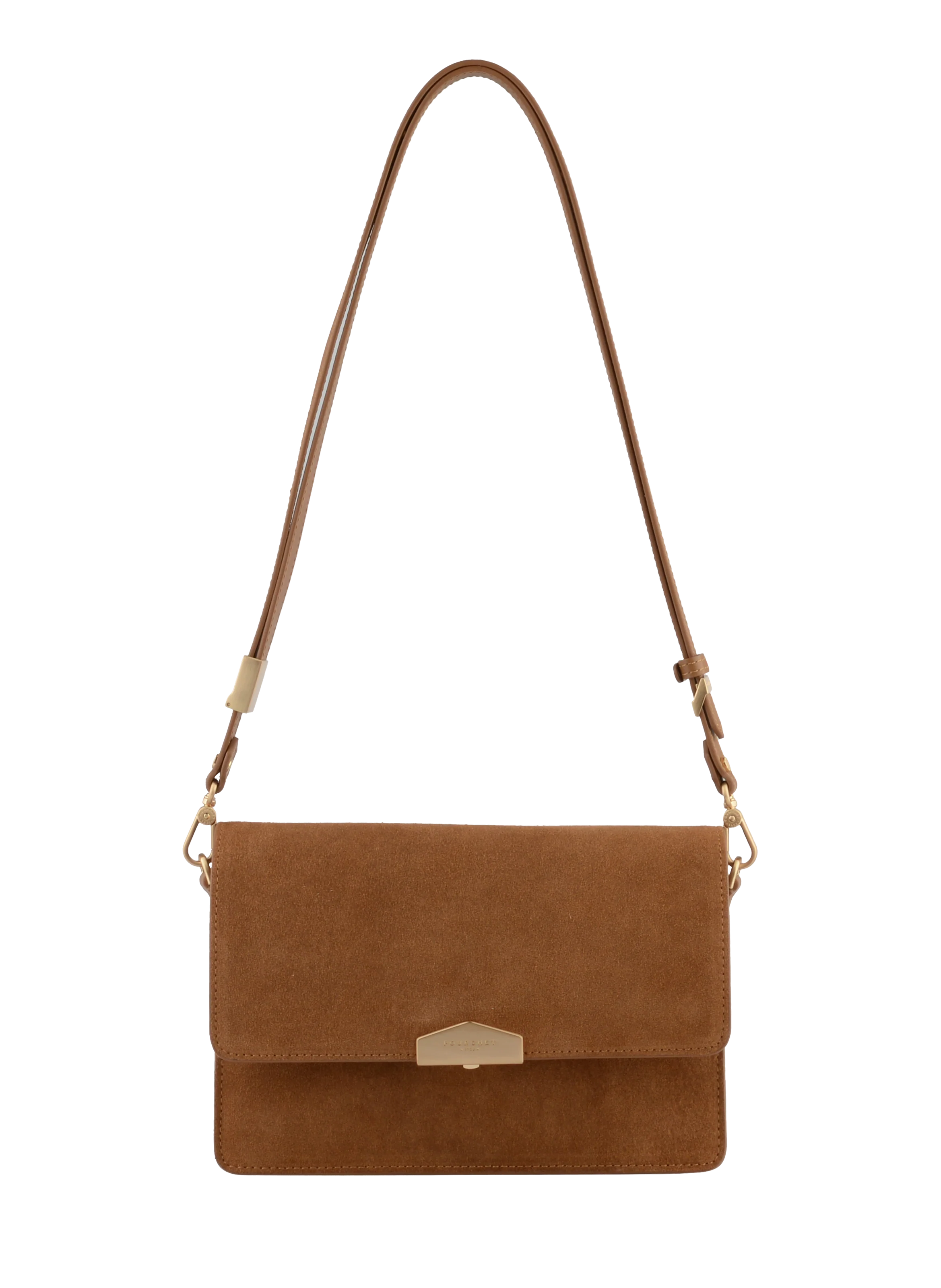 Pourchet Suede Leather Flap Shoulder Bag