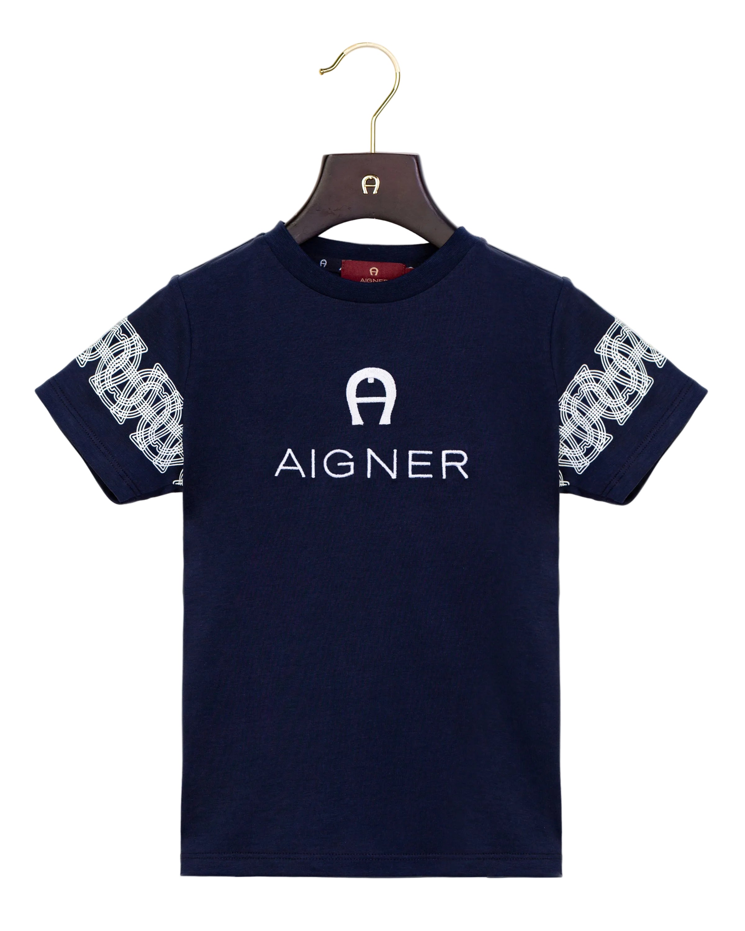Aigner Kids Boy's Patterned Sleeve Logo T-Shirt
