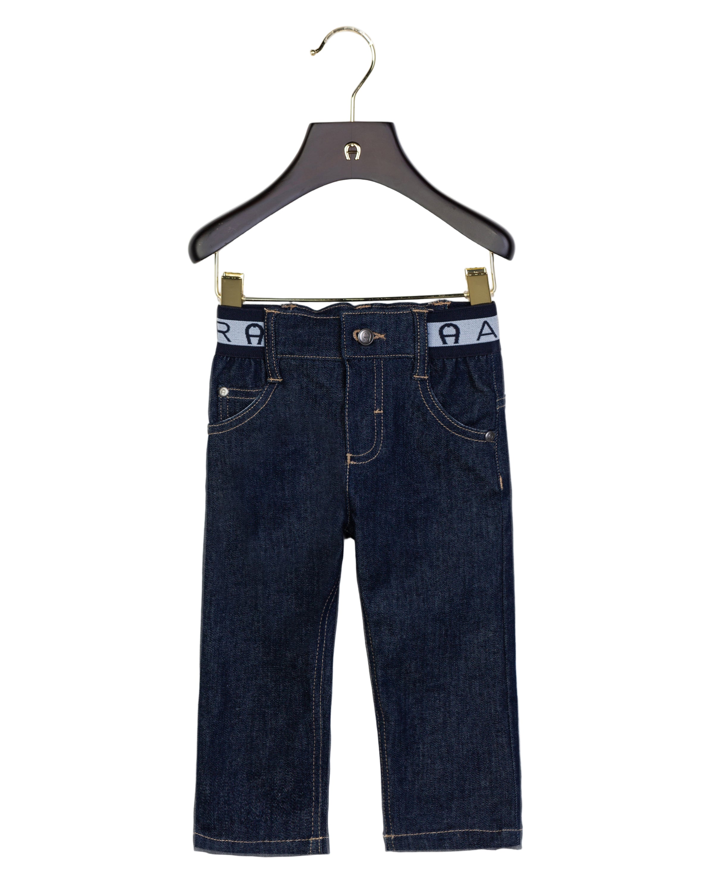 Aigner Kids Baby Boy's Dark Denim Logo Waistband Jeans