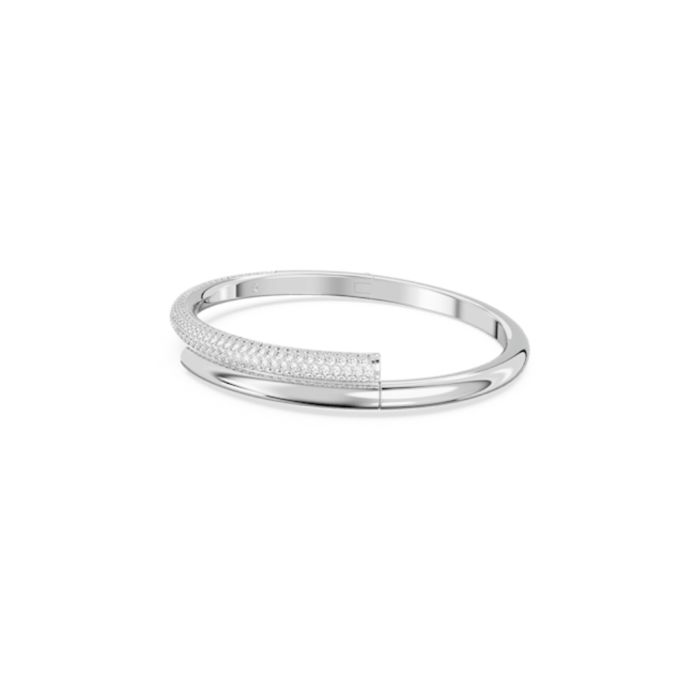 Swarovski Dextera Bangle Magnetic Closure, White, Rhodium plated, Small