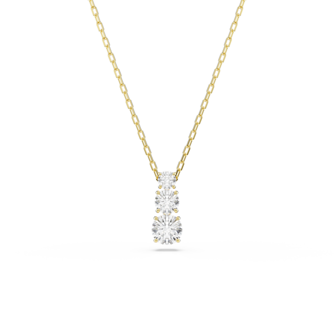 Swarovski Stilla Attract Necklace Pendant Round Cut White Gold-Tone Plated
