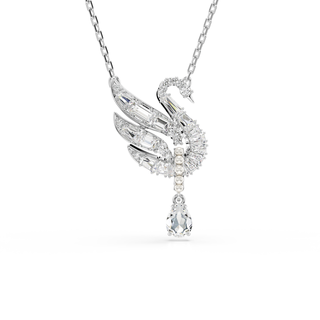 Swarovski Swan Necklace Pendant Swan White Rhodium Plated