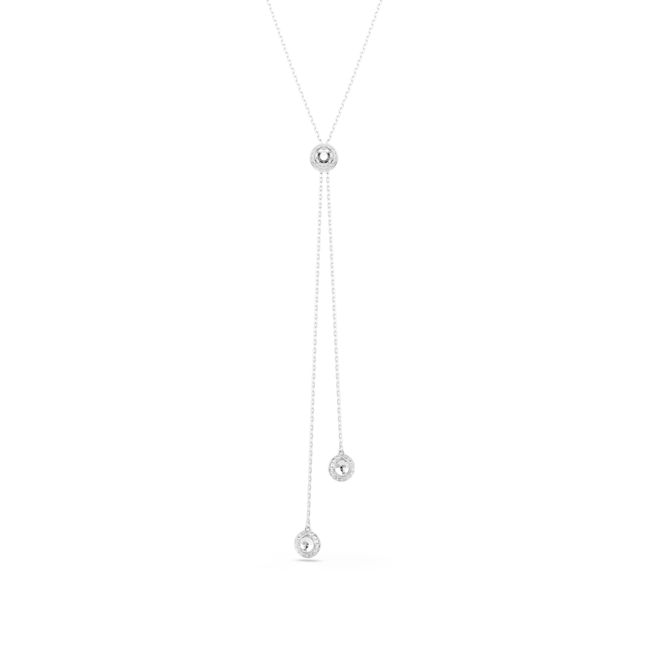 Swarovski Una Angelic Y pendant, Round cut, White, Rhodium plated