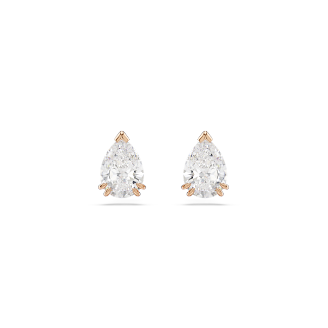 Swarovski Stilla stud earrings, Pear cut, White, Rose gold-tone plated