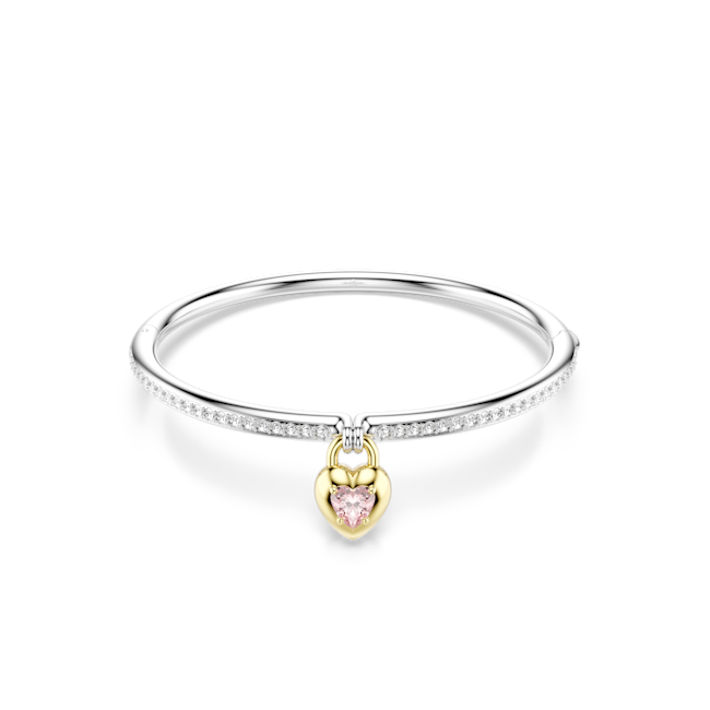 Swarovski Idyllia Bangle Mixed Cuts Heart Pink Mixed Metal Finish