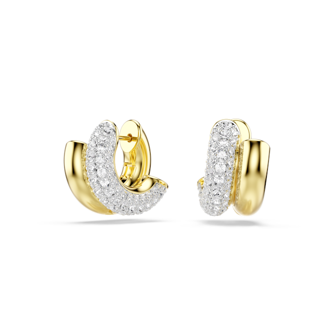 Swarovski Dextera Hoop Earrings Round Cut Mini White Gold-Tone Plated