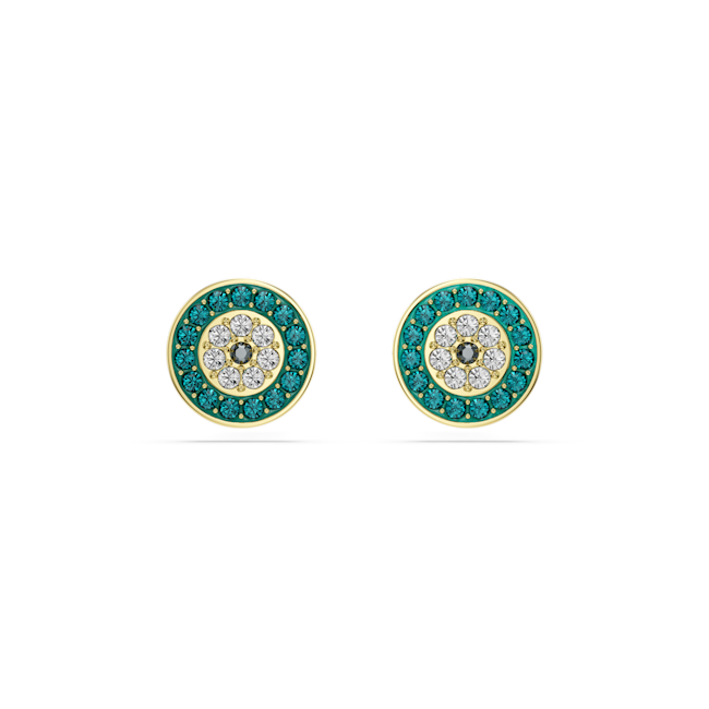 Swarovski Luckily Stud Earrings Pavé Eye Green Gold-Tone Plated