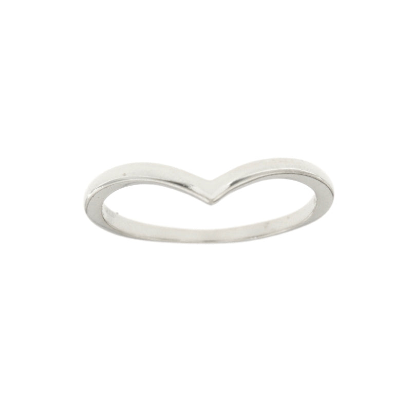 Silver-toned arrow plain V-shape ring with a smooth, polished finish