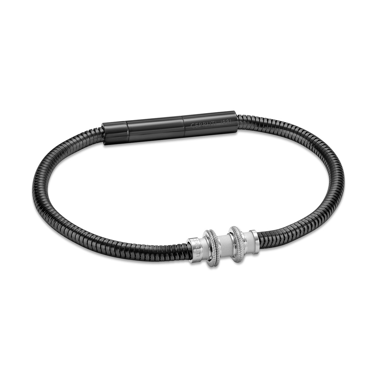 Cerruti 1881 Flavio Gents Cable With Small Motif Black Bracelet