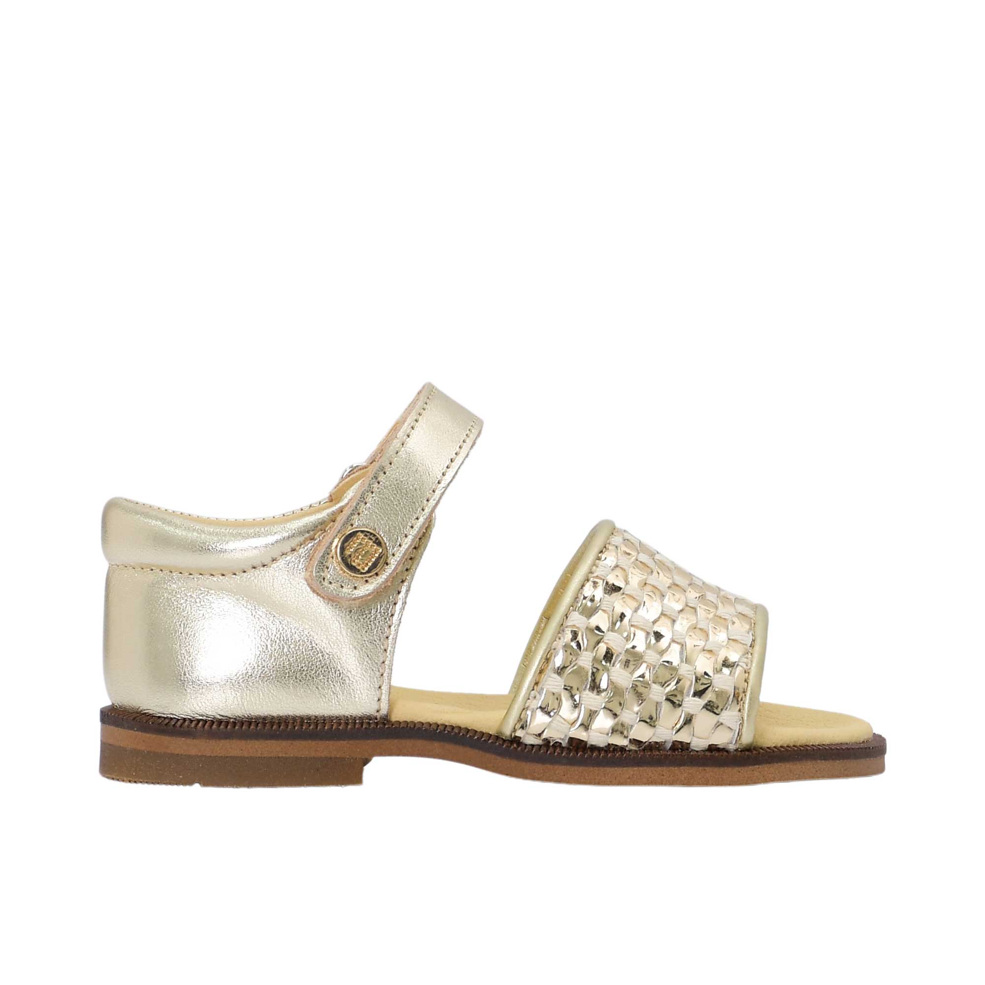 Andanines Kids Girls Gold Woven Strap Sandal