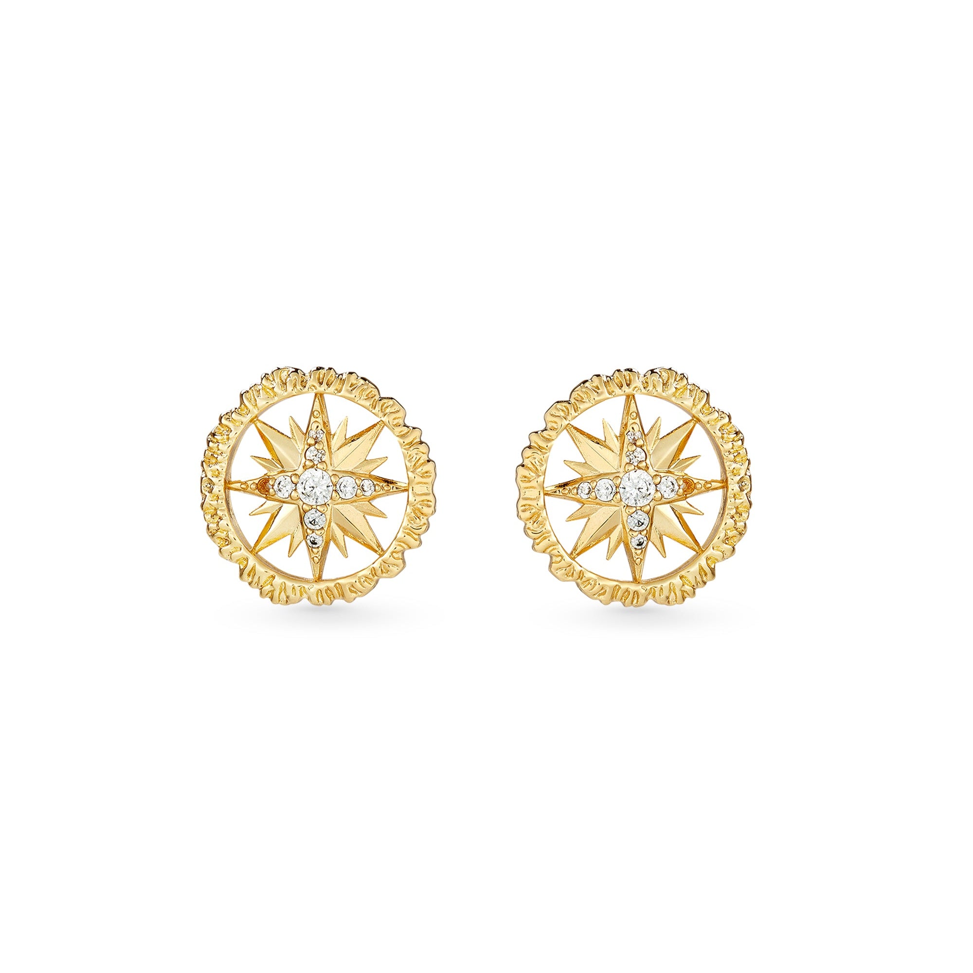 Les Nereides Golden Compass Rose Post Earring