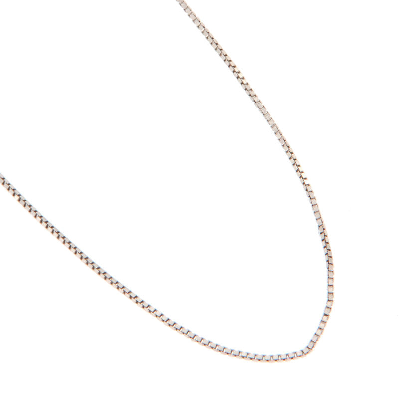 Silver-toned Venetian link necklace with a polished finish, featuring small, interconnected square links.