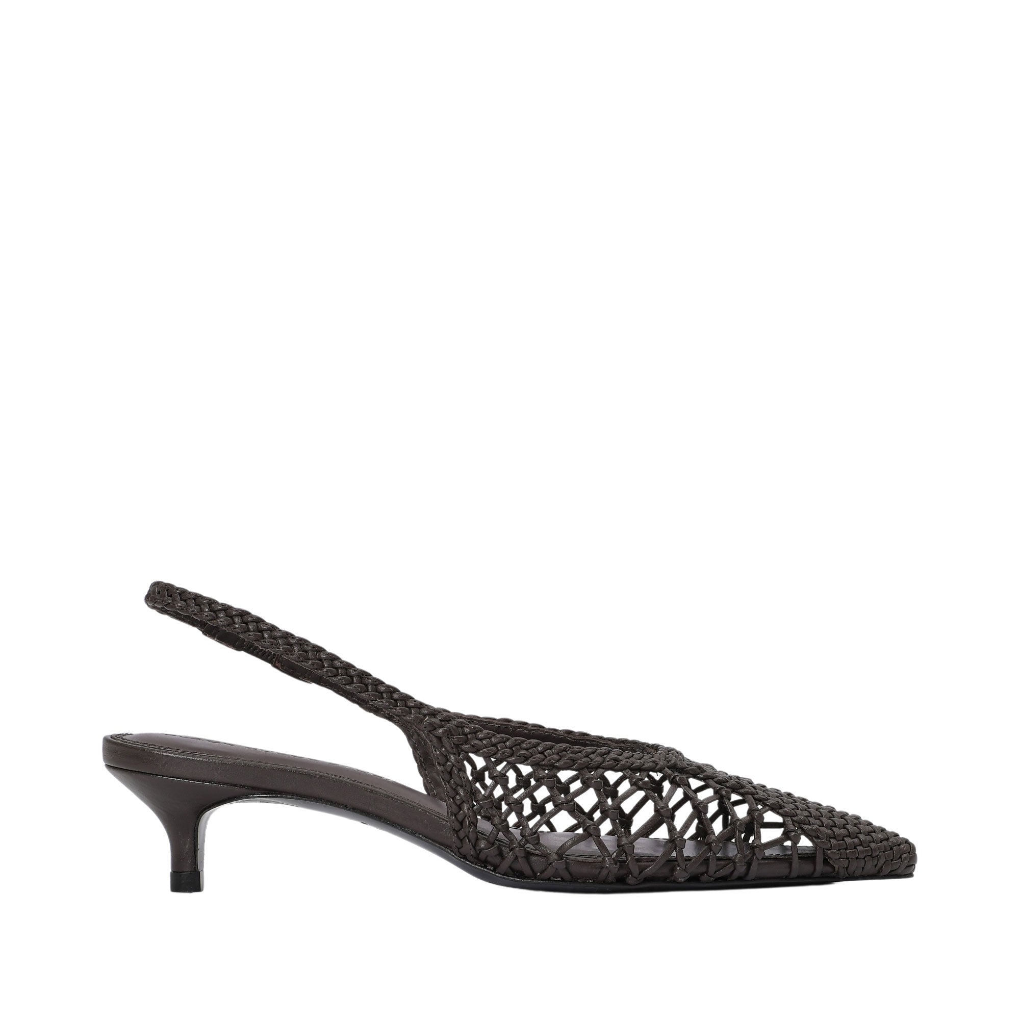 حذاء نسائي بكعب صغير من الجلد المنسوج Black Suede Studio MAGGIE35