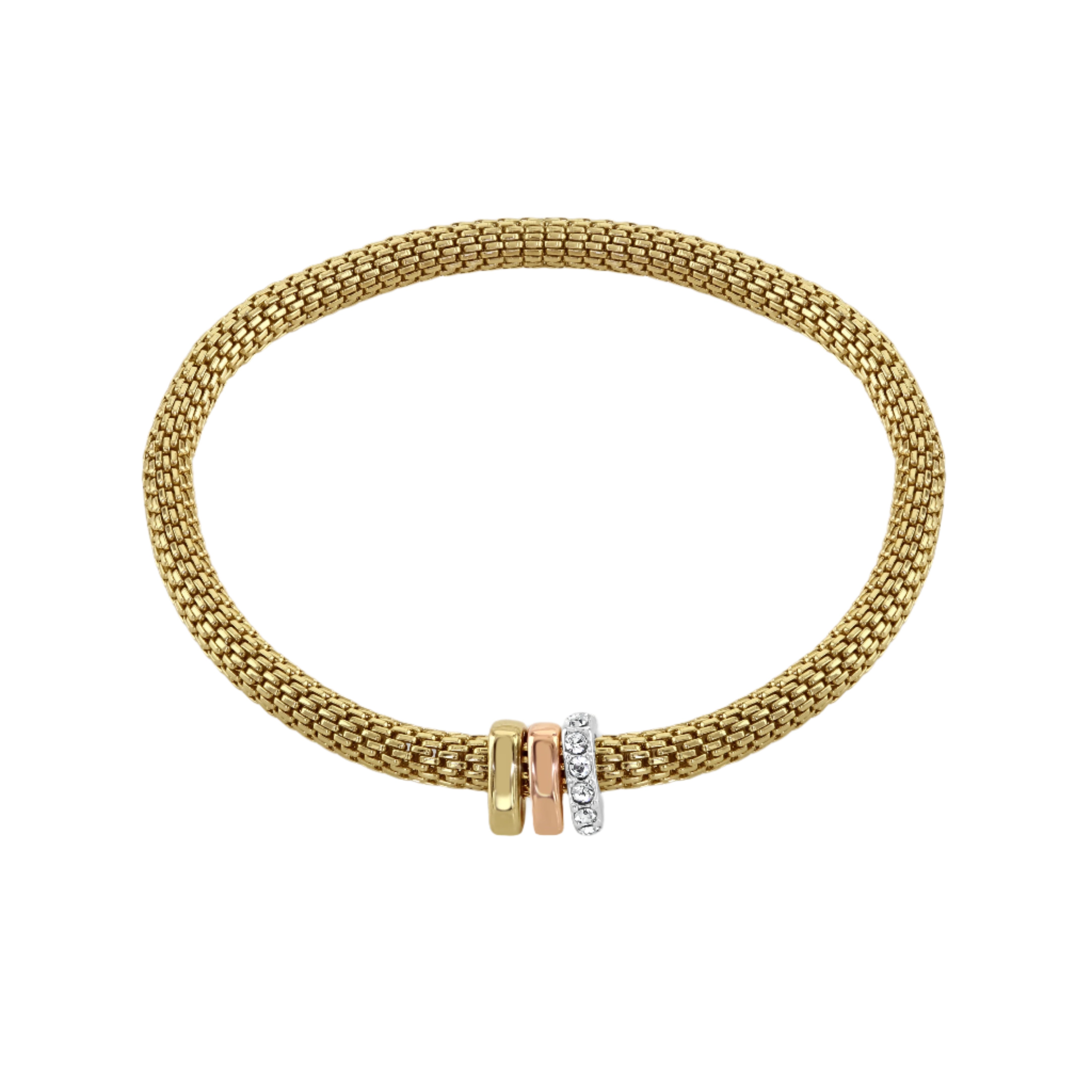 Buckley London Mesh Stretch With Three Rondelles Rose Gold