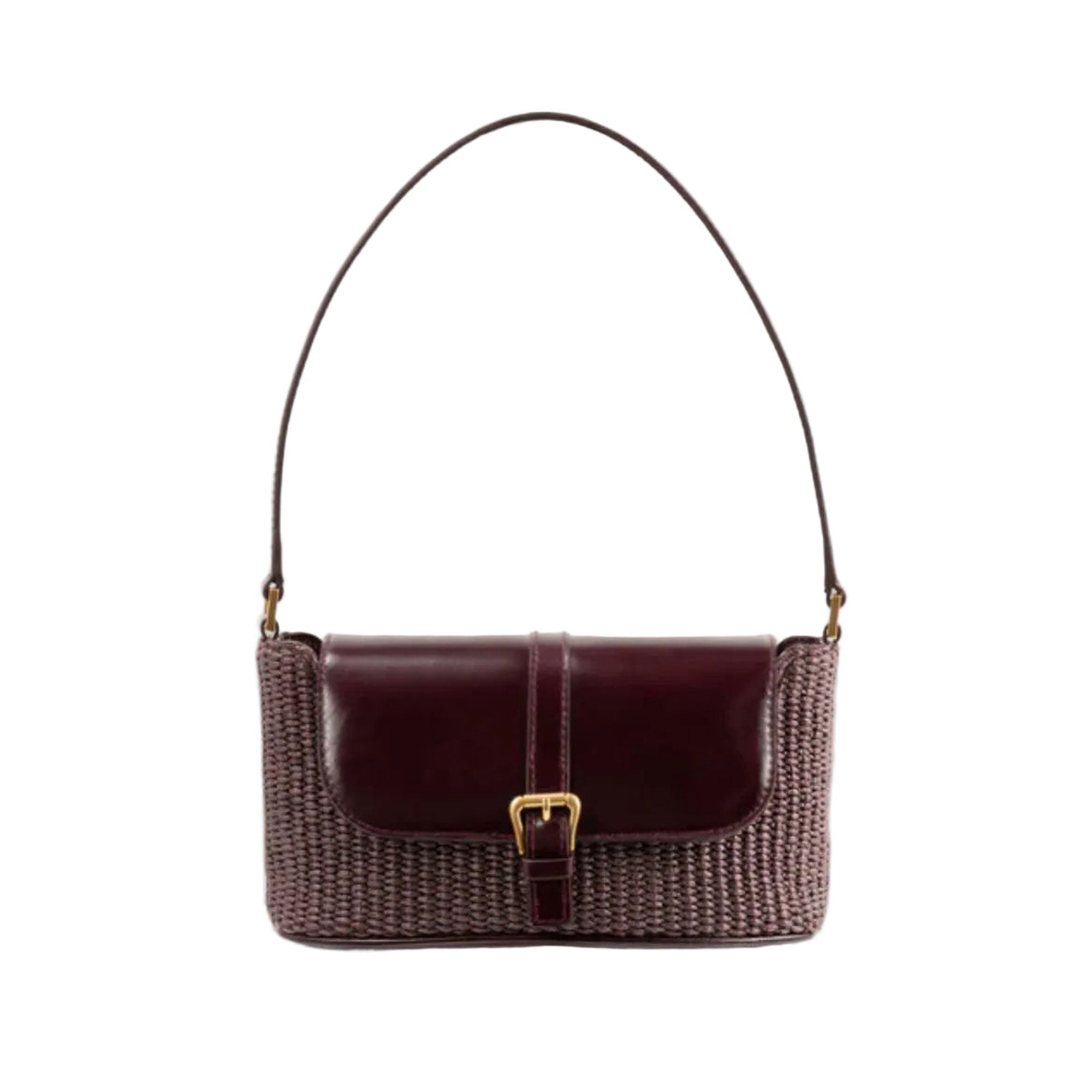 By Far Women's Miranda Grape Raffia and Calf Leather Shoulder Bag