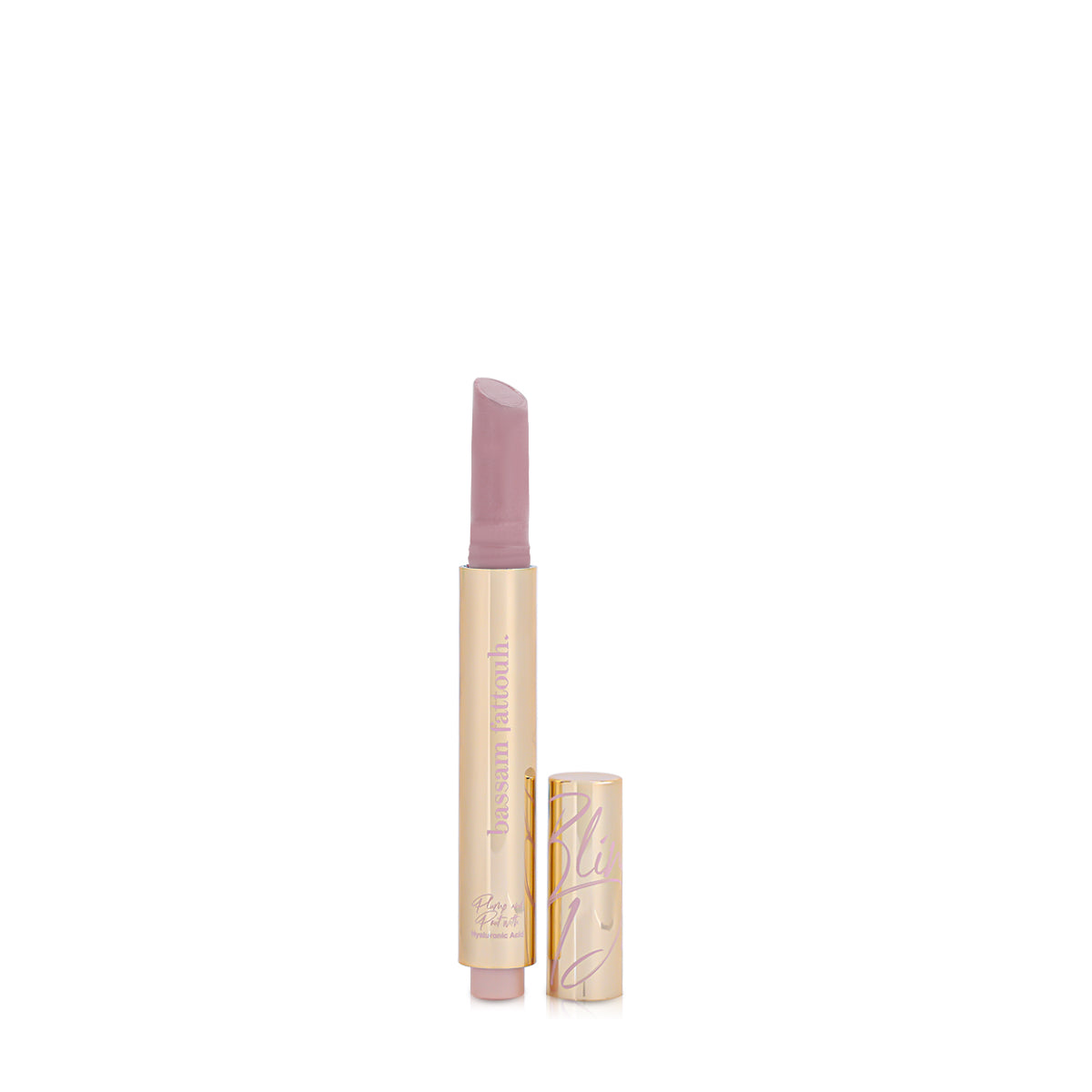 Bassam Fattouh Lipstick with gold case on a white background.