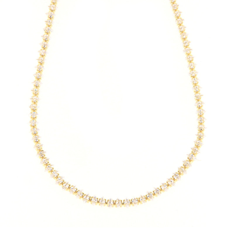 Gold-toned tennis necklace with clear faceted stones