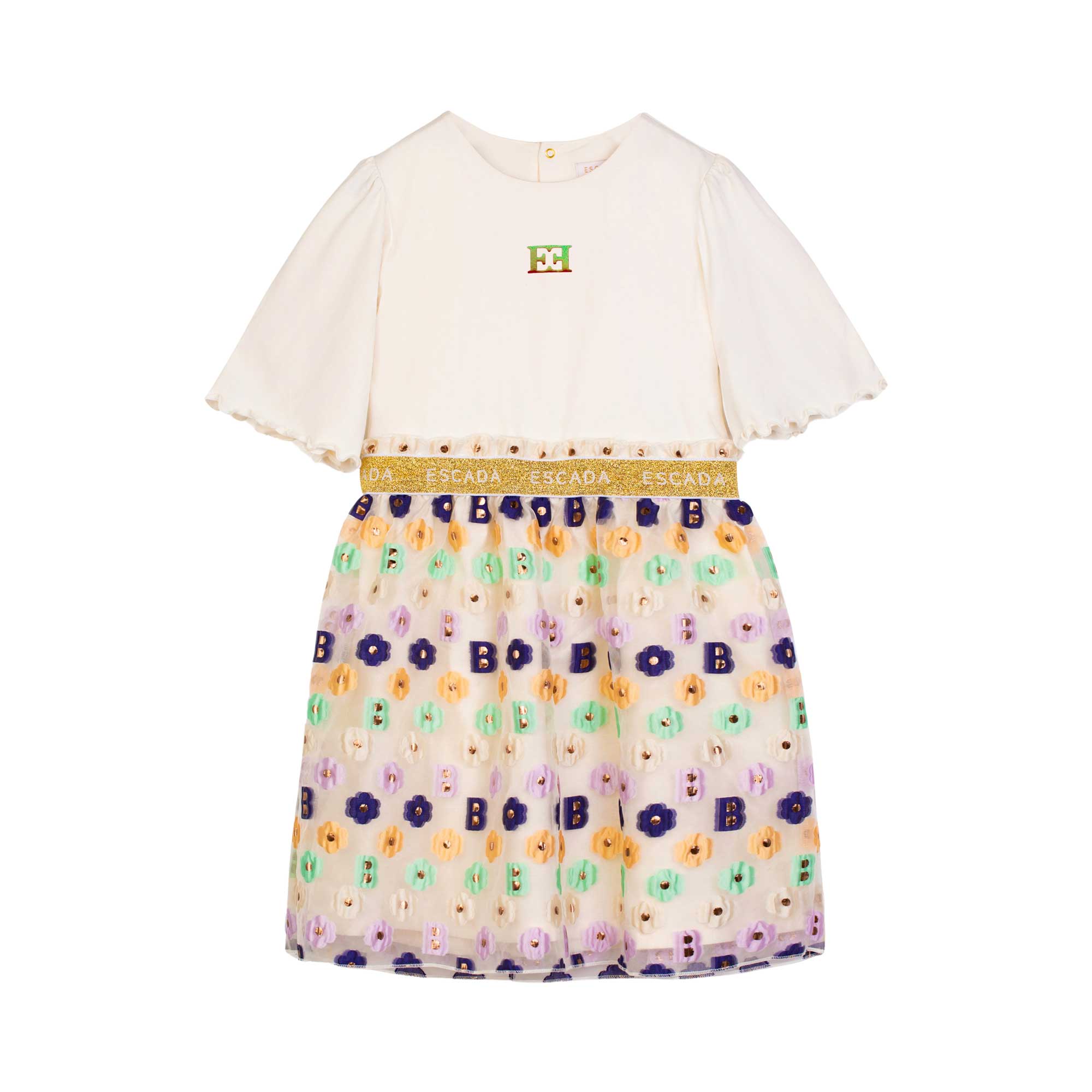 Escada Kids Girl's Dress with Embroidered Floral Tulle Skirt