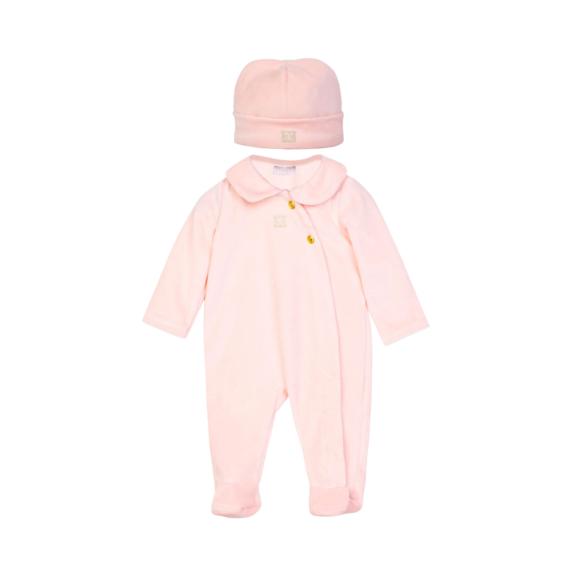 Escada Kids New Born Girl's Pink Set of Sleepsuit & Hat