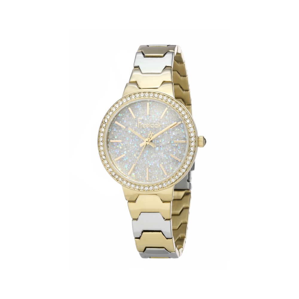 FREELOOK FL.1.10047-6 women's two-tone gold and silver stainless steel watch with crystal silver dial and crystal bezel Find Online Today