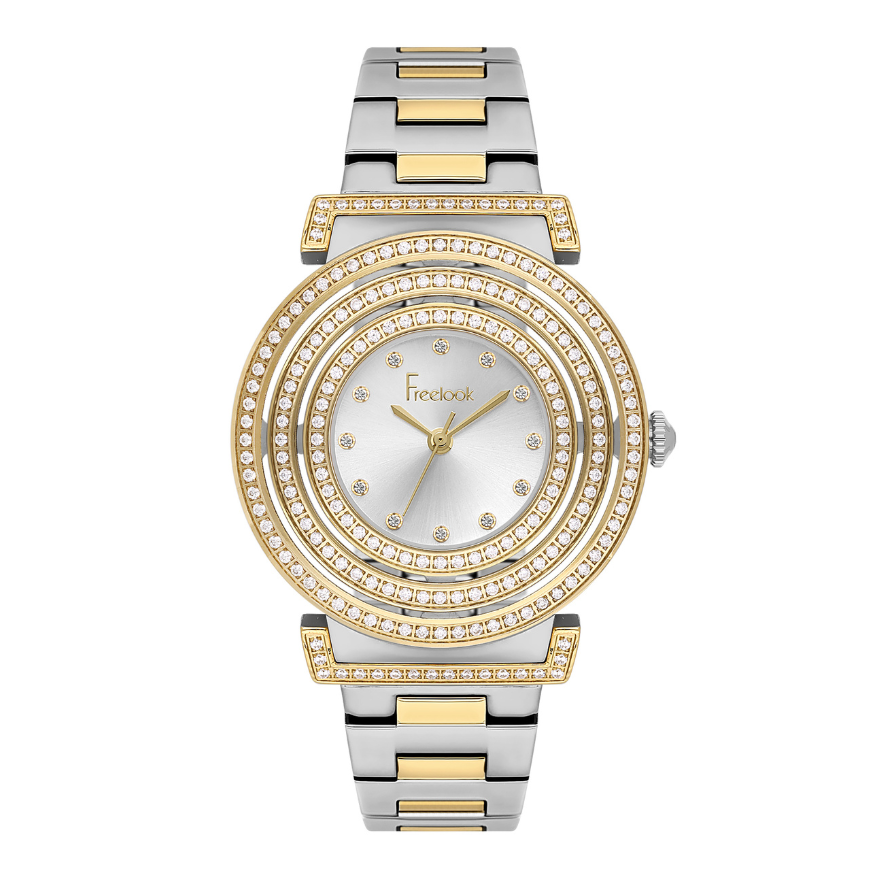 Freelook women's watch with silver dial and stainless steel bracelet