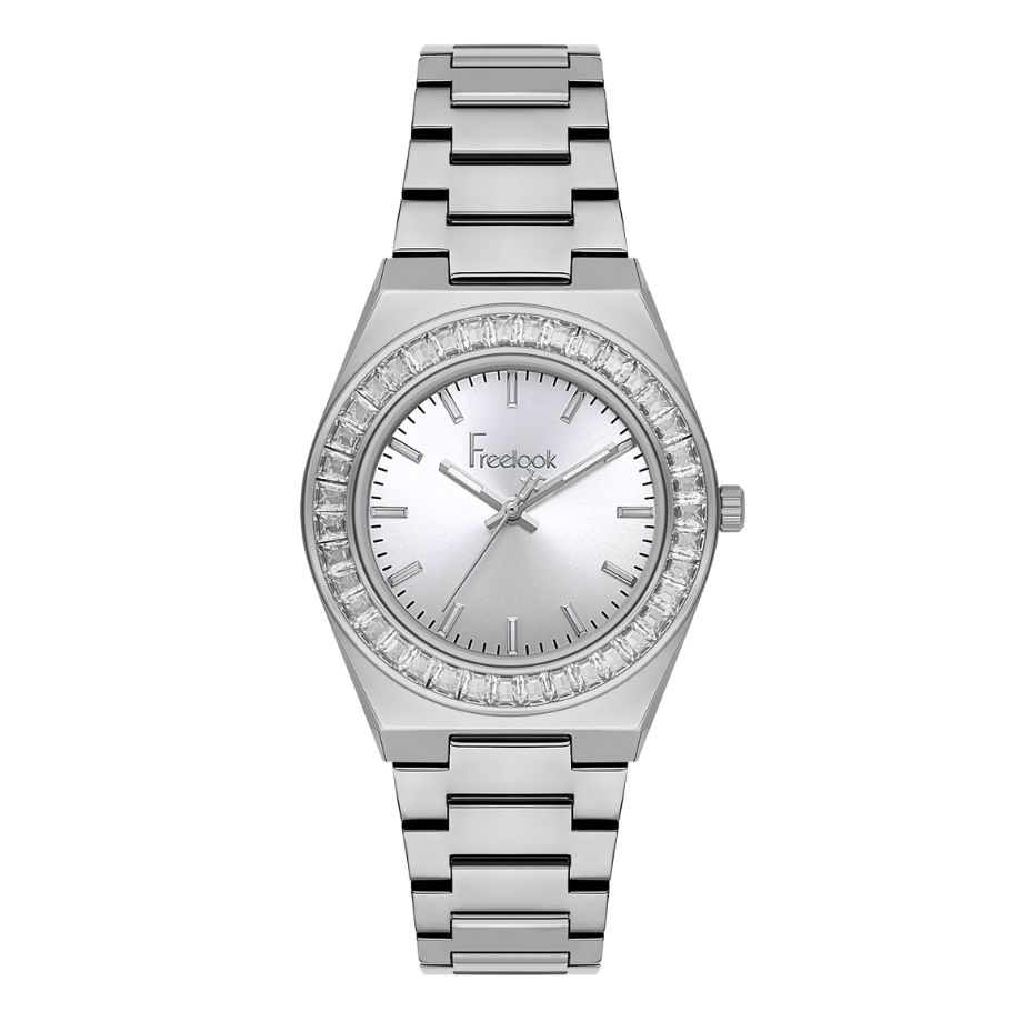 Freelook women's watch with silver dial and stainless steel bracelet