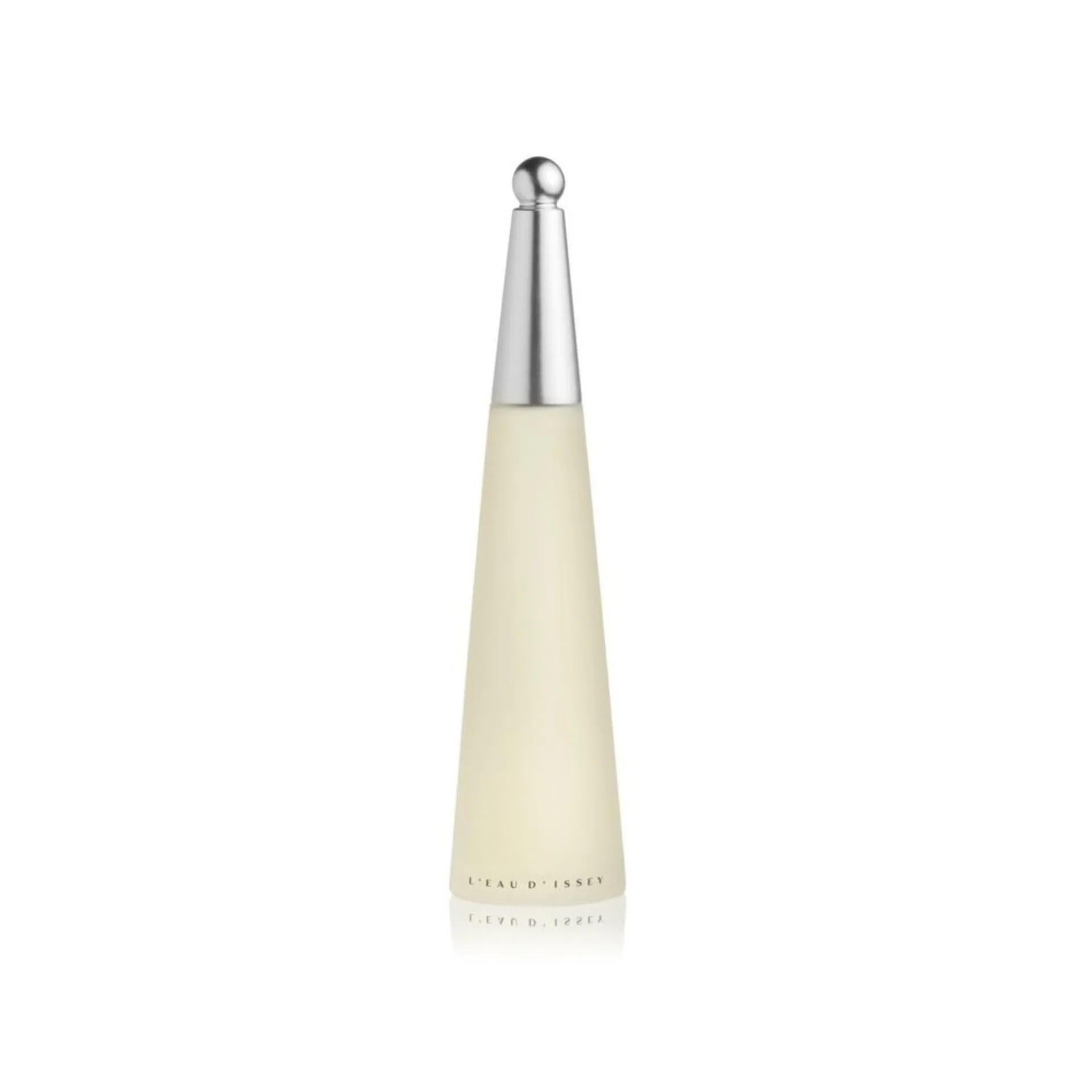 Issey Miyake Leau D'Issey EDT 100 ml Perfume bottle with a white body and silver cap on a white background