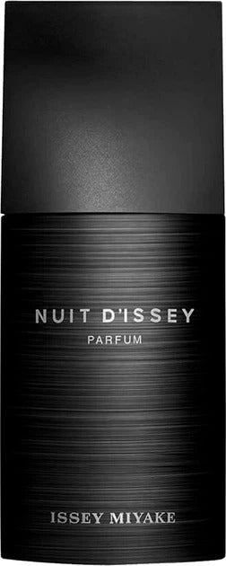 Issey Miyake Nuit D'Issey Im Nuit EDP - 125ml Black perfume bottle labeled 'Nuit d'Issey' by Issey Miyake on a black background
