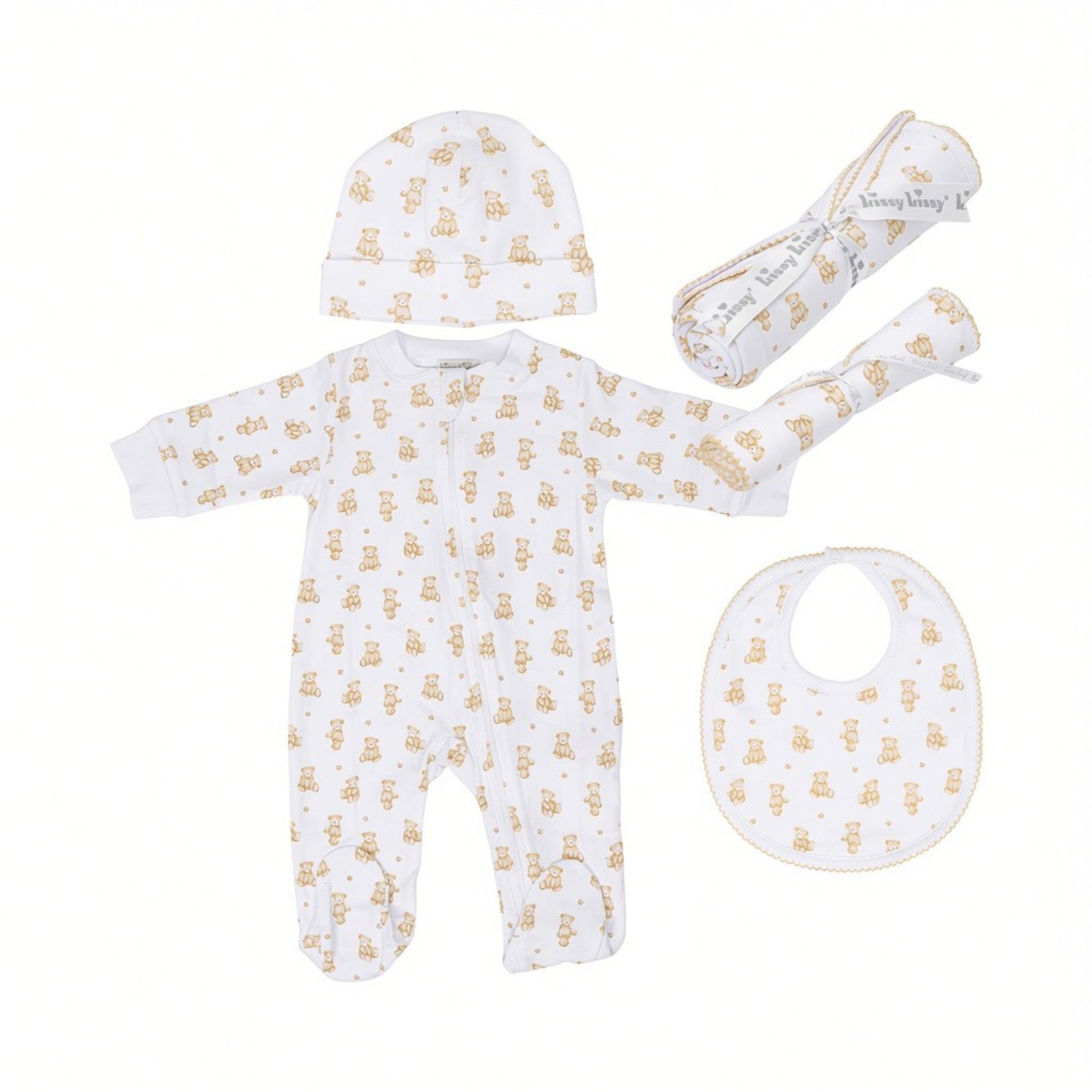 Kissy Kissy New Born Girl's Coordinated Gift Set with Bear Pattern