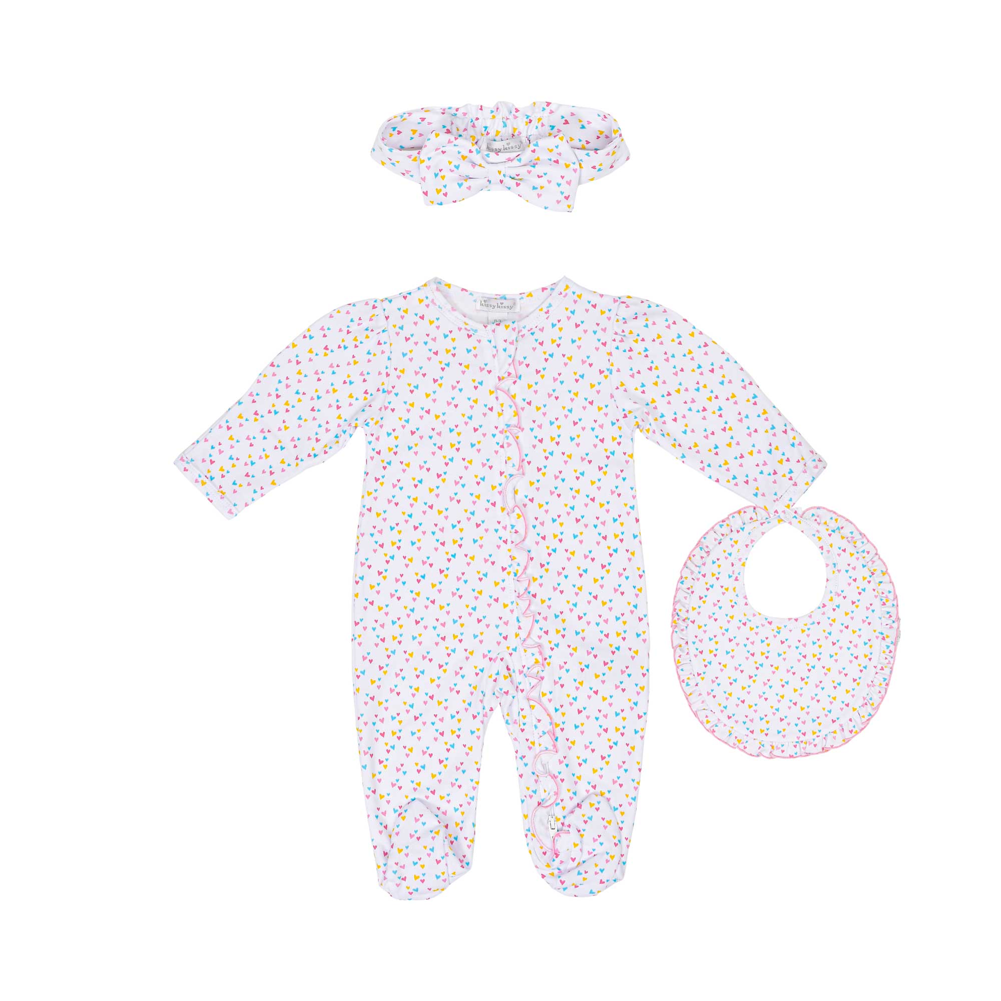 Kissy Kissy New Born Girl's Sleepsuit Set with Headband & Bib