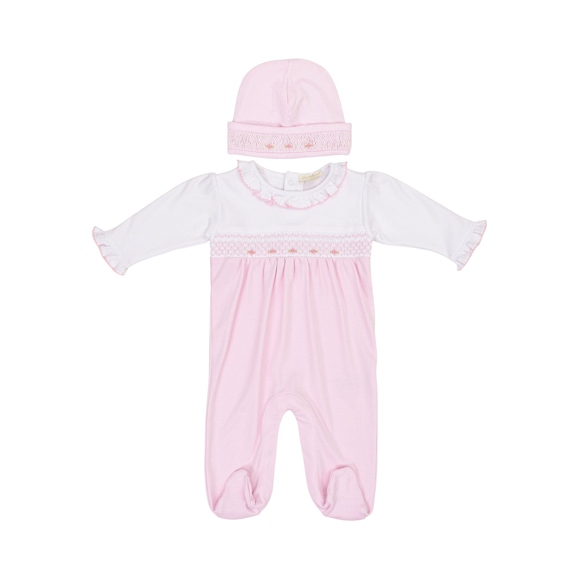 Kissy Kissy New Born Girl's Bodice Ruffle Sleepsuit with Hat