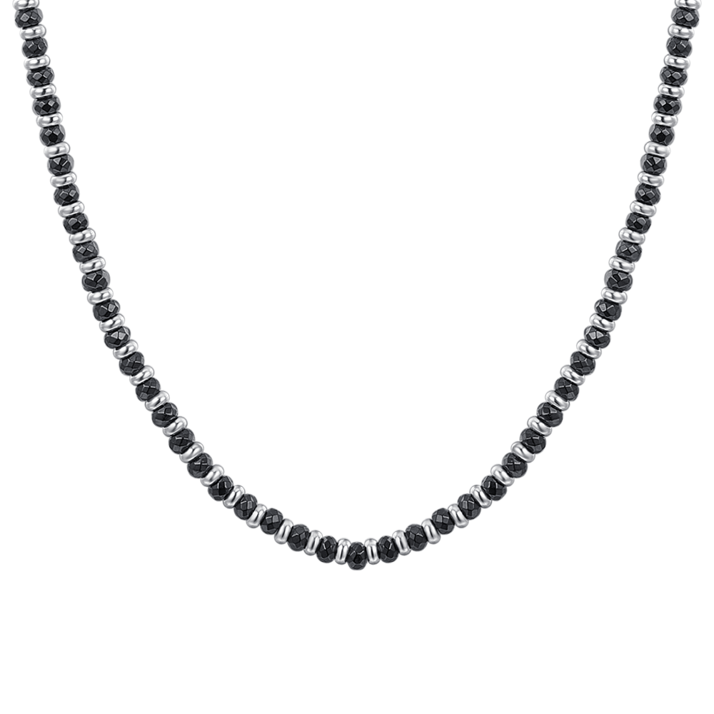Luca Barra men's black agate stone necklace — Find Online Today