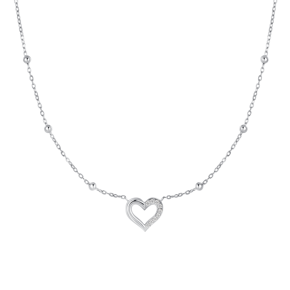 Luca Barra women’s steel heart necklace with zircon — Available for Online Purchase