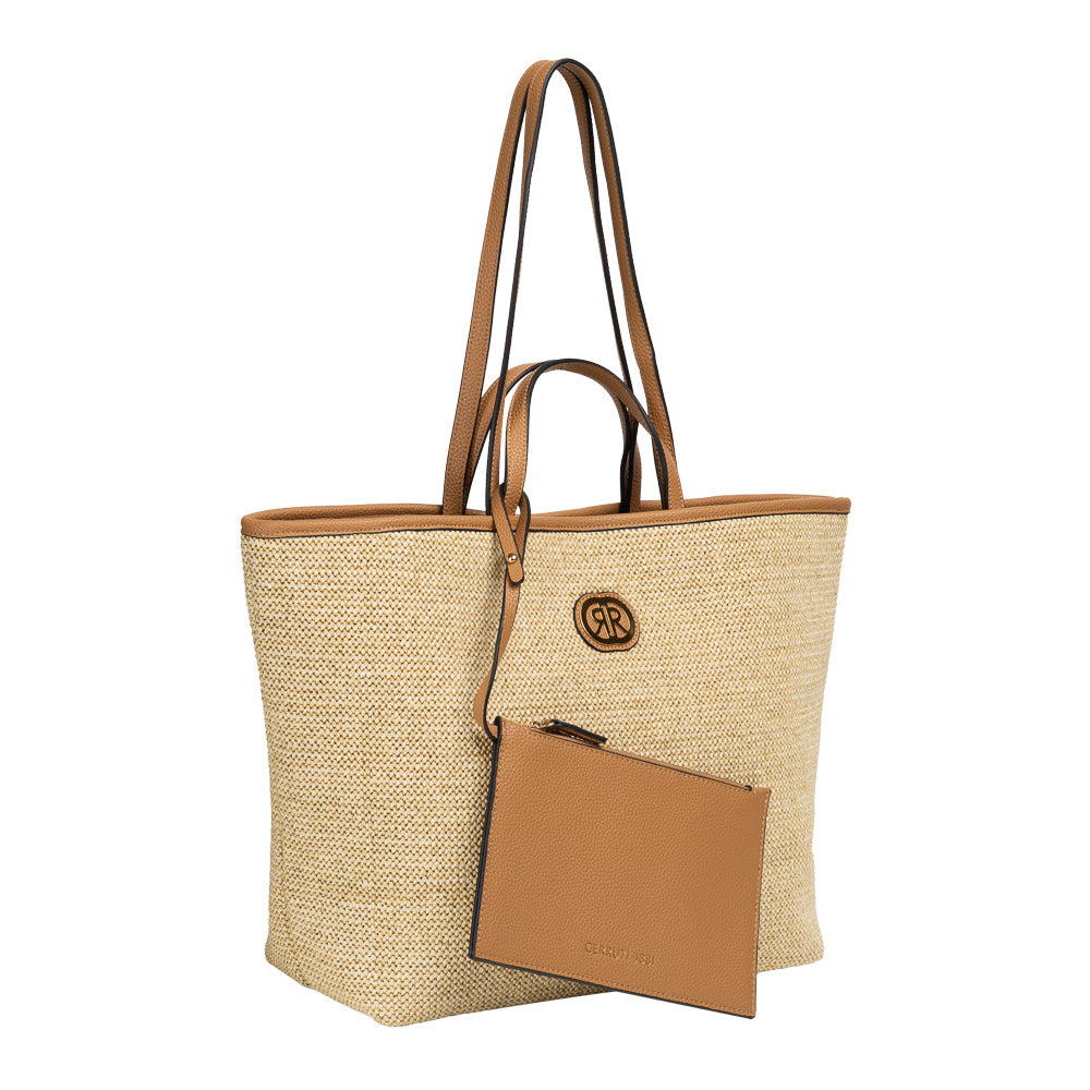 Cerruti Women's Maya Woven Raffia Tote Bag with Pouch