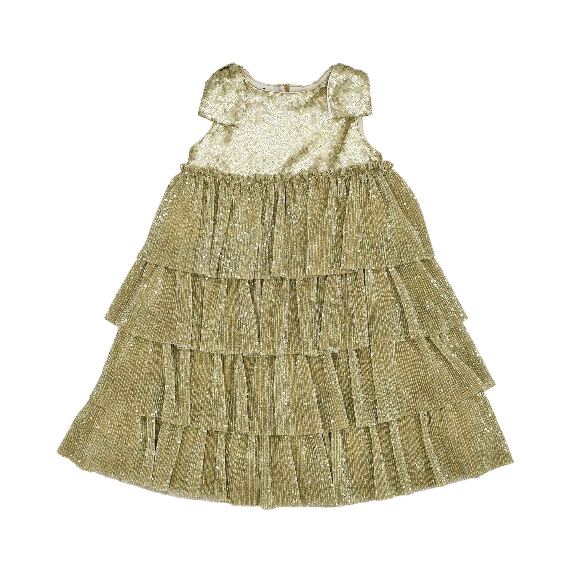 Mimisol Kids Girl's Tiered Party Gown with Flutter Sleeves