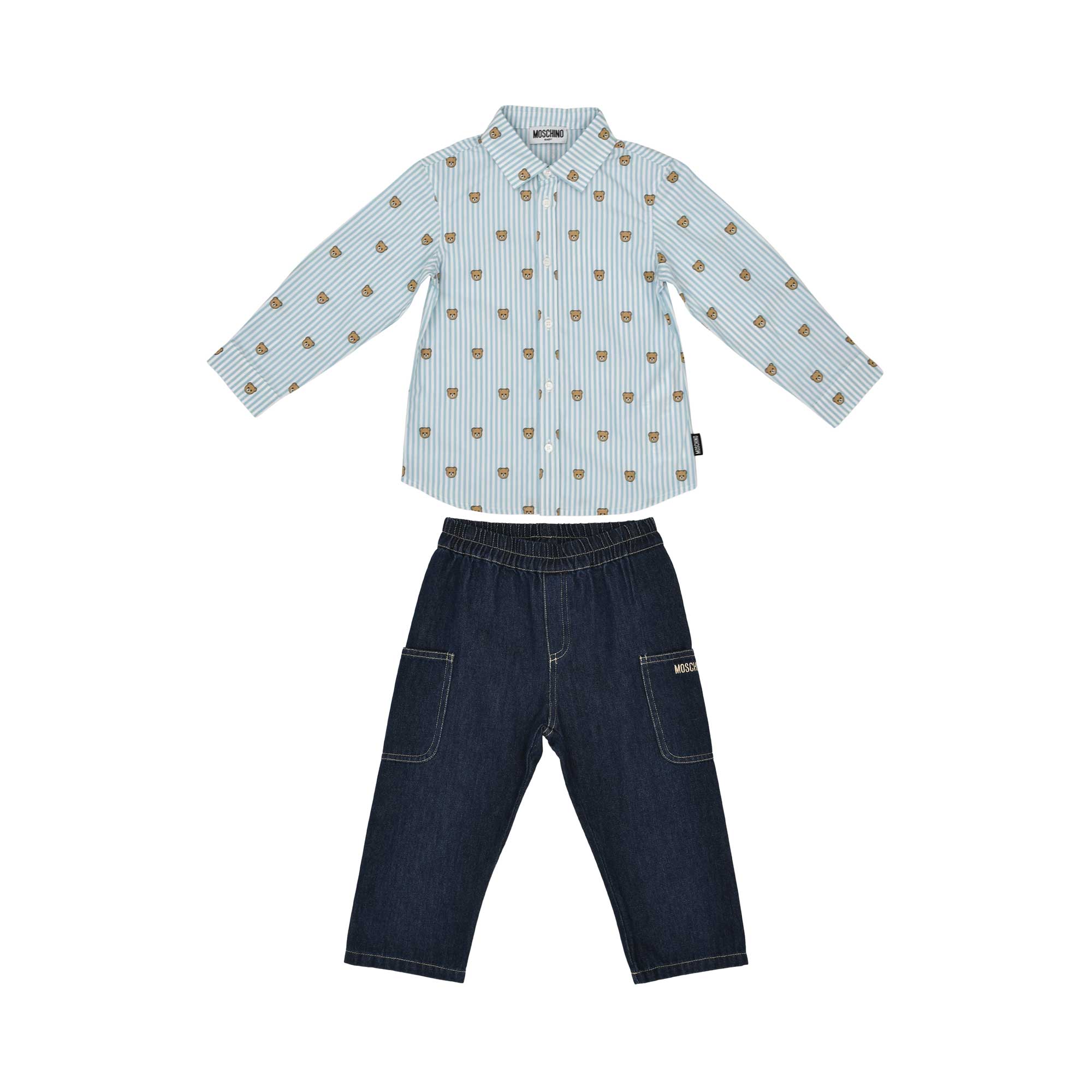 Moschino Kids Baby Boy's Blue Set of Shirt & Trousers