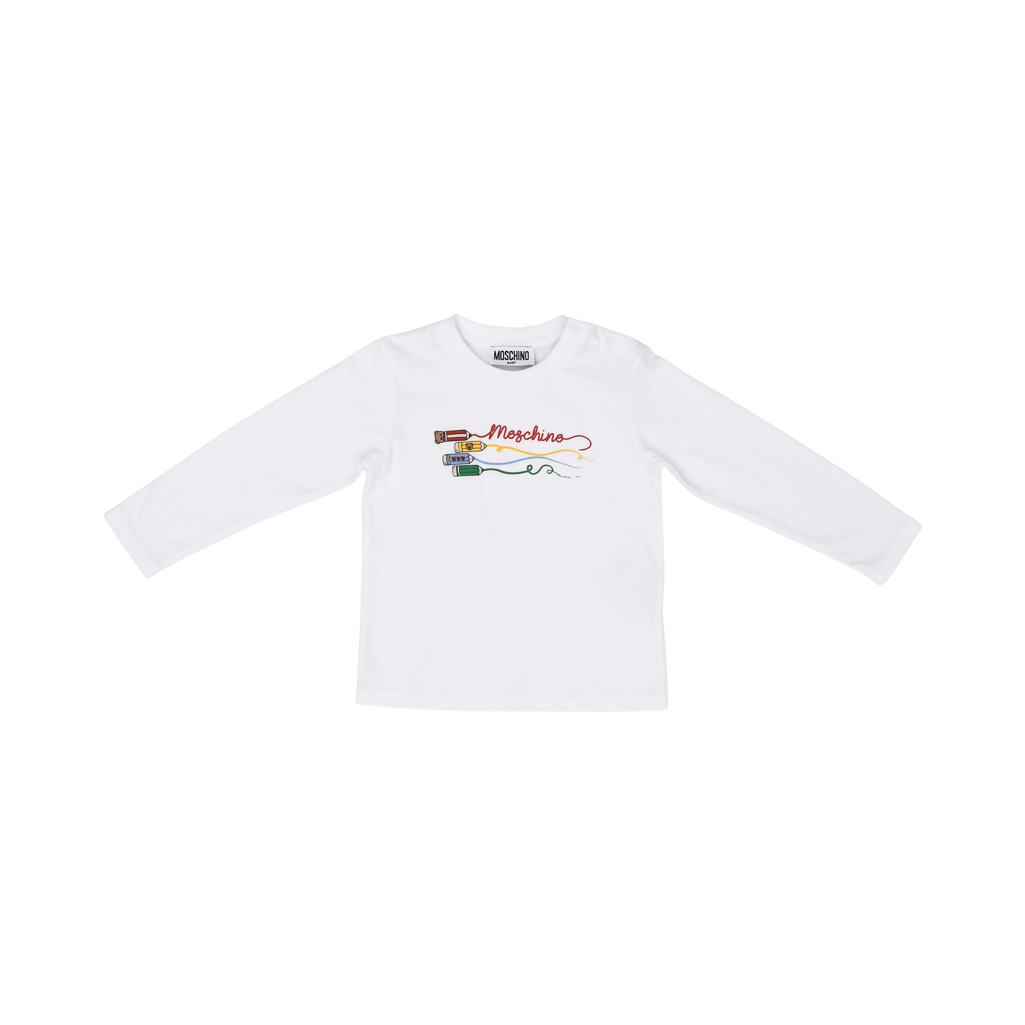 Moschino Kids Baby Boy's Long Sleeve White T-shirt