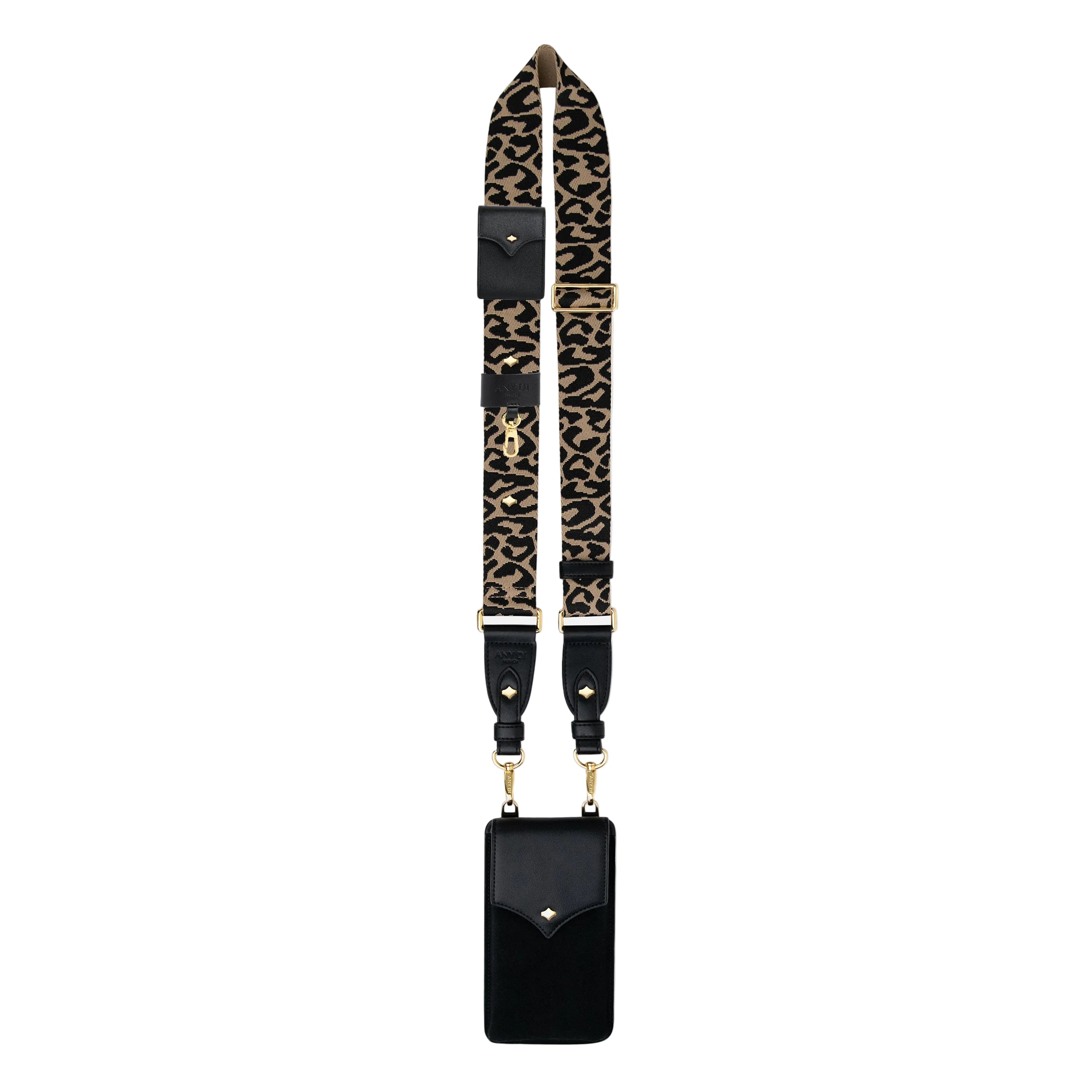 Any Di Phone Bag with Strap Sets Black Leo Nylon