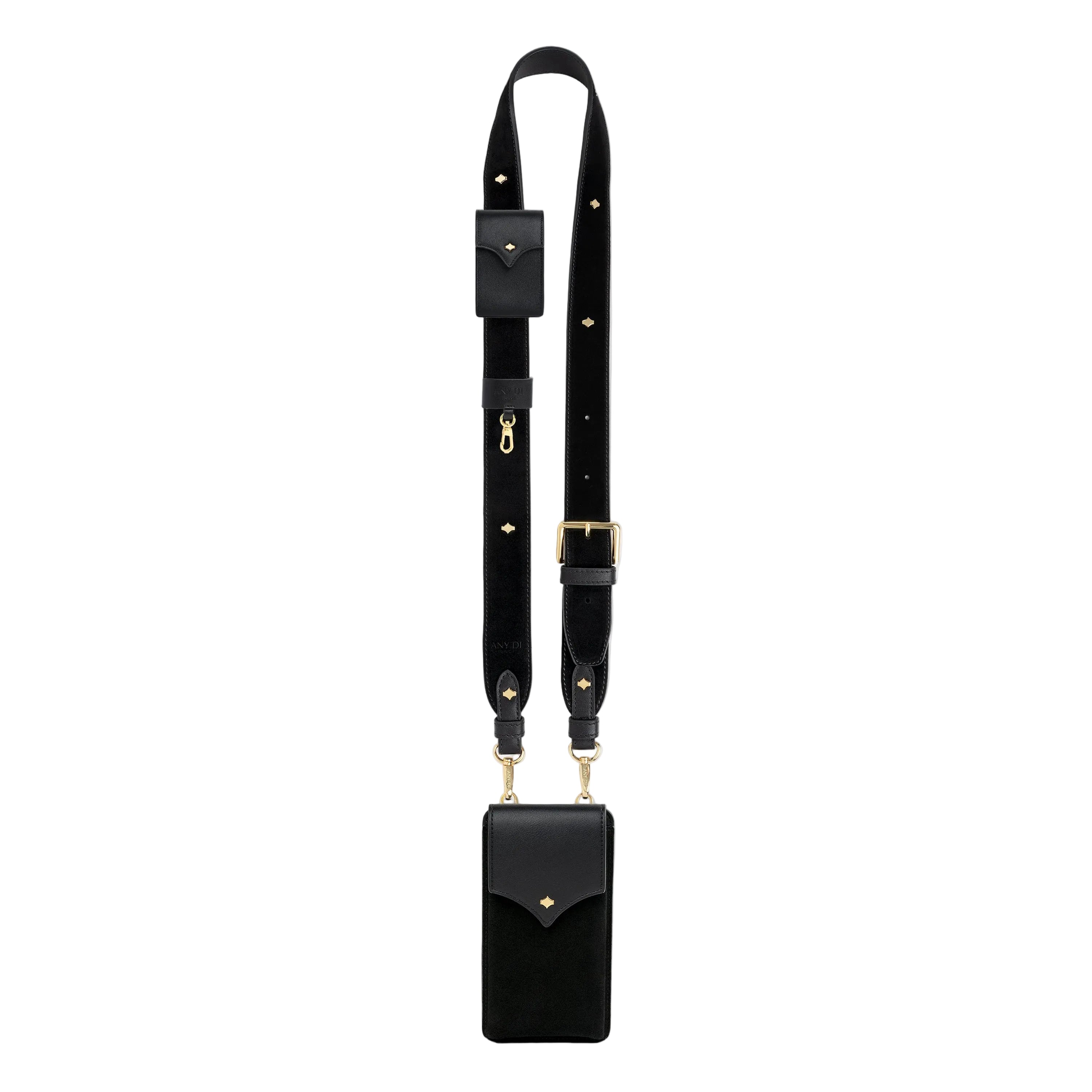 Any Di Phone Bag with Strap Sets Black Leather