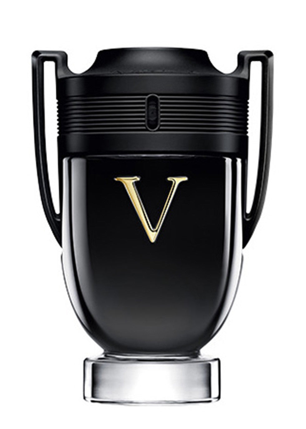 Paco Rabanne Invictus Victory Eau De Parfum 100ml Black and gold perfume bottle with 'V' logo on a white background