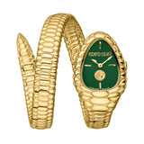 Roberto Cavalli Women's  Serpent Head Green Dial Gold Tone Watch