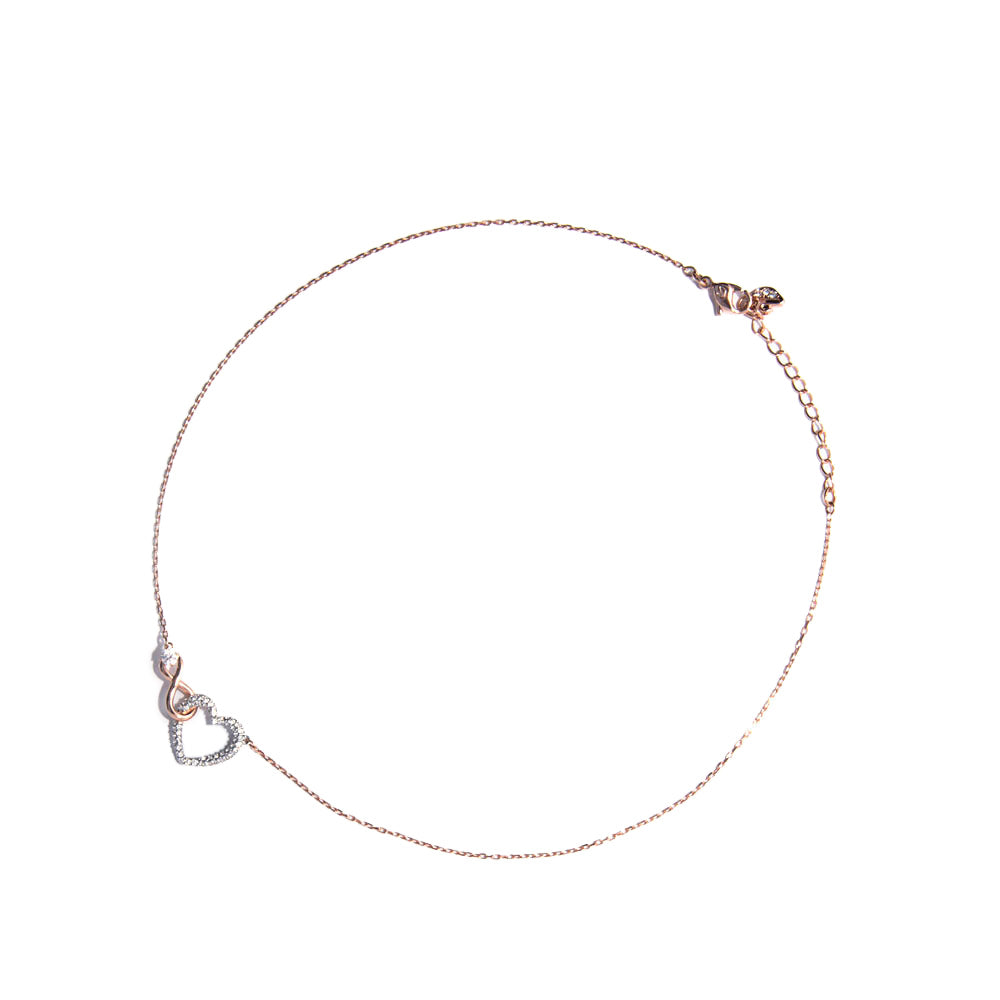 Swarovski Hyperbola necklace, Infinity and heart, White, Mixed metal finish - Blue Salon