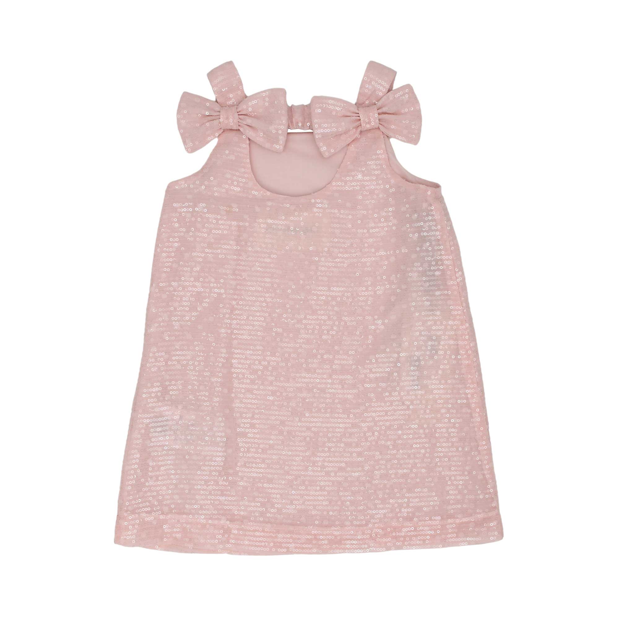 A designer Simonetta girls' sleeveless dress with a vibrant perfume bottle and floral print and a pleated skirt.