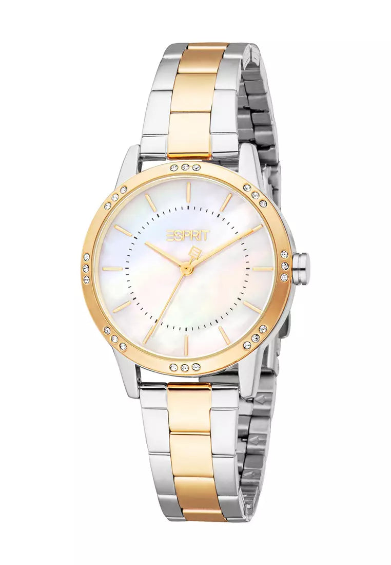 Esprit Nora Women White Dual Two Tone Stainless Steel Analog Quartz Watch