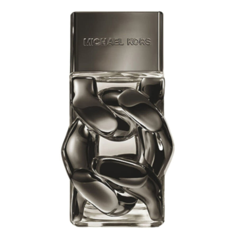 Michael Kors perfume bottle with a metallic design on a white background.