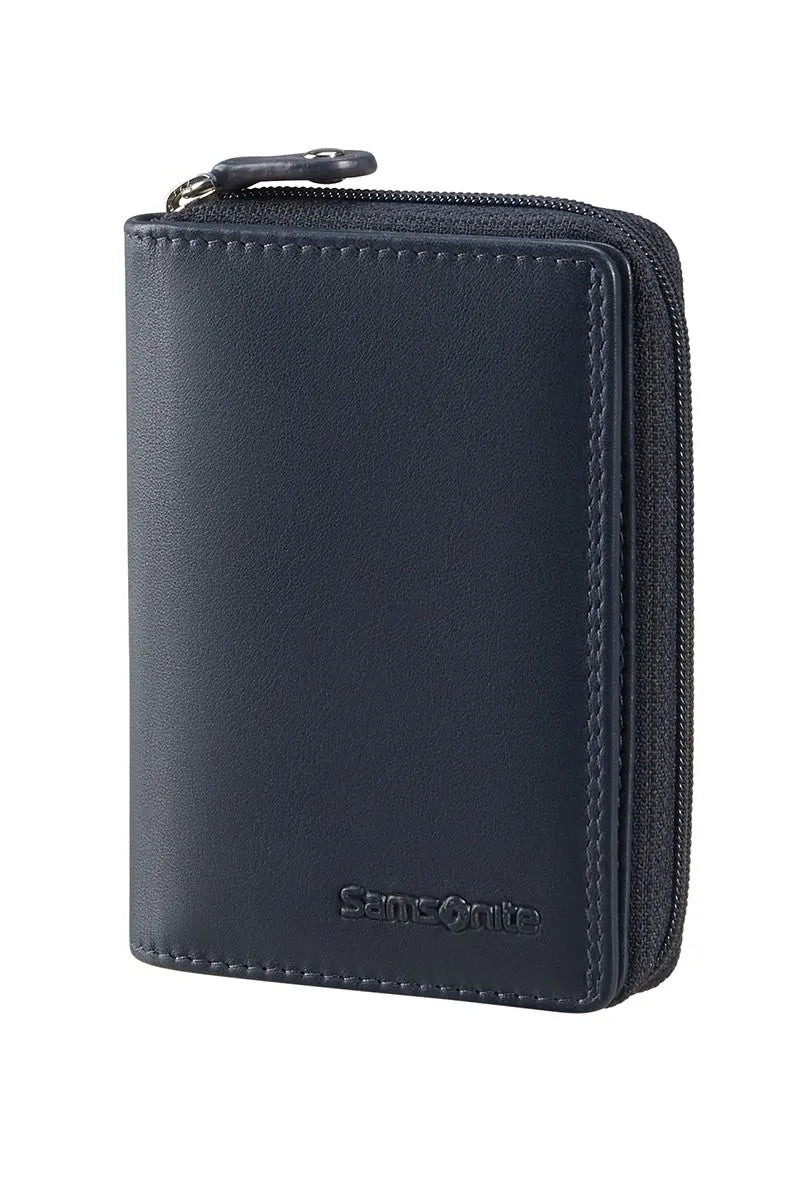 Samsonite Attack 2 SLG Men's Zip Around Navy Leather Wallet