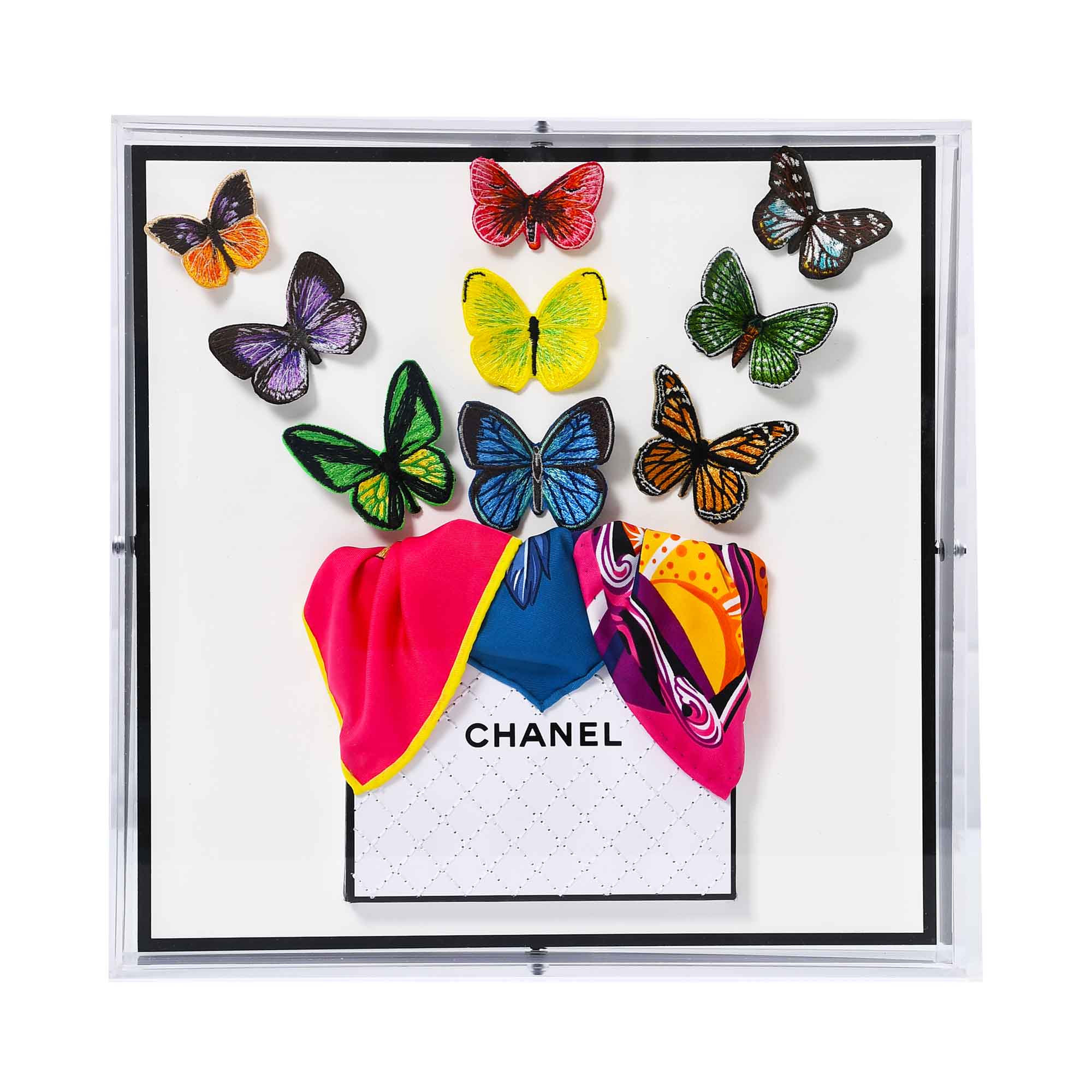Stephen Wilson Studio Butterfly Surprise 12x12" Wall Art Chanel Inspired – Available Online in Qatar & GCC