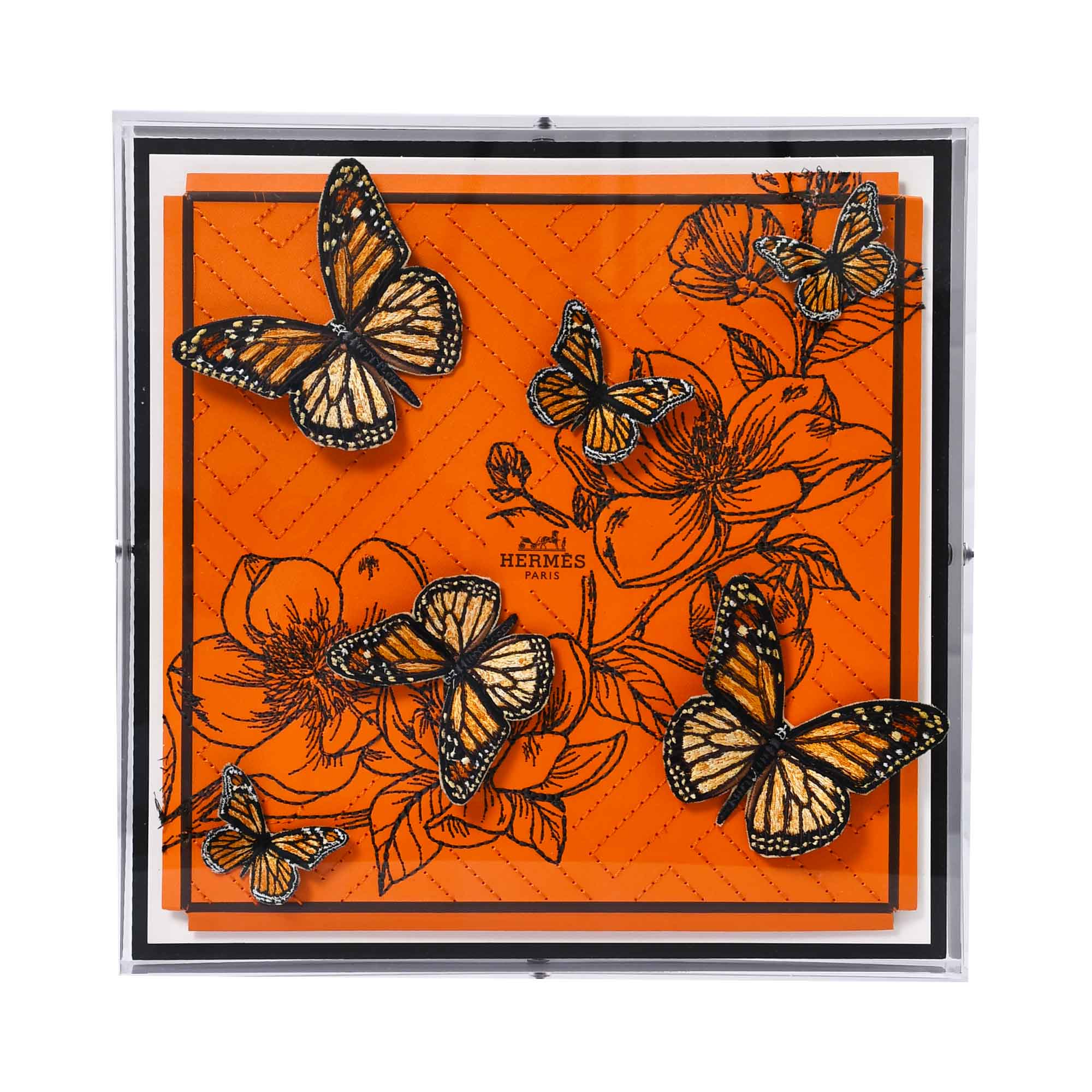 Stephen Wilson Studio Magnolia Toile 12x12" Wall Art Hermès Inspired – Available Online in Qatar & GCC