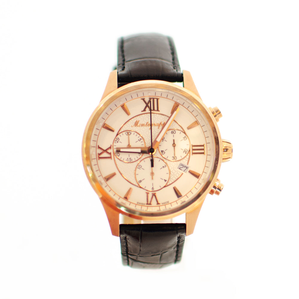 Montegrappa Fortuna Chronograph Rose Gold Pvd Watch - Blue Salon