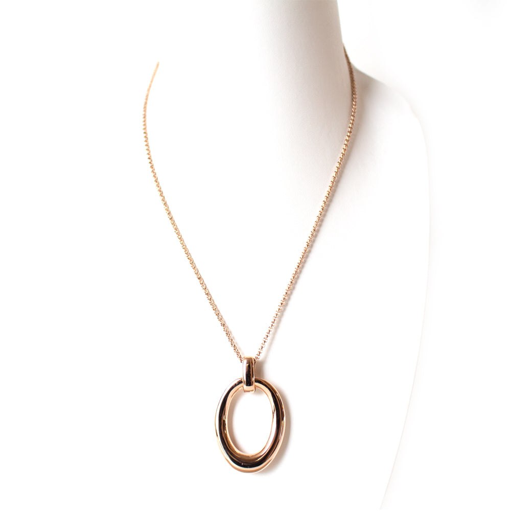 Esprit Necklace Long Rosegold Chain With Oval Pendant